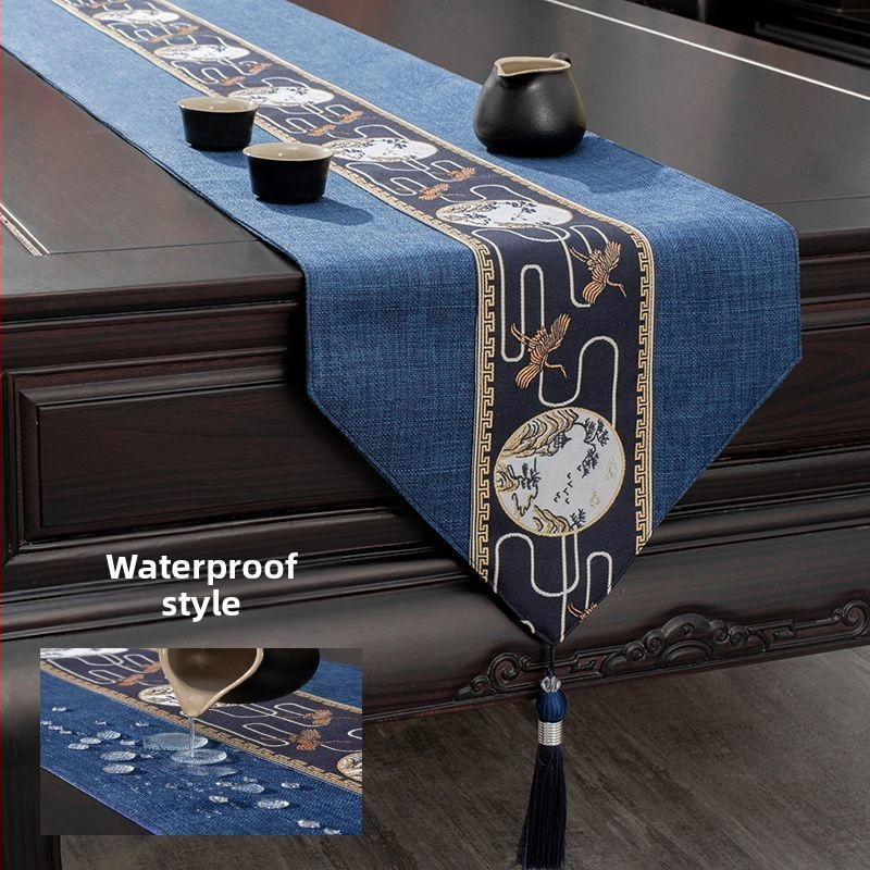 Stolnjak za čajni stol, vodootporan, moderni minimalistički stil, uzorak krajolik i cvijeće