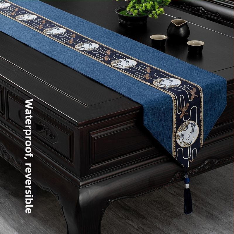 Stolnjak za čajni stol, vodootporan, moderni minimalistički stil, uzorak krajolik i cvijeće