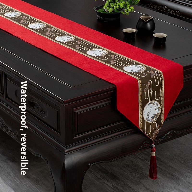 Stolnjak za čajni stol, vodootporan, moderni minimalistički stil, uzorak krajolik i cvijeće