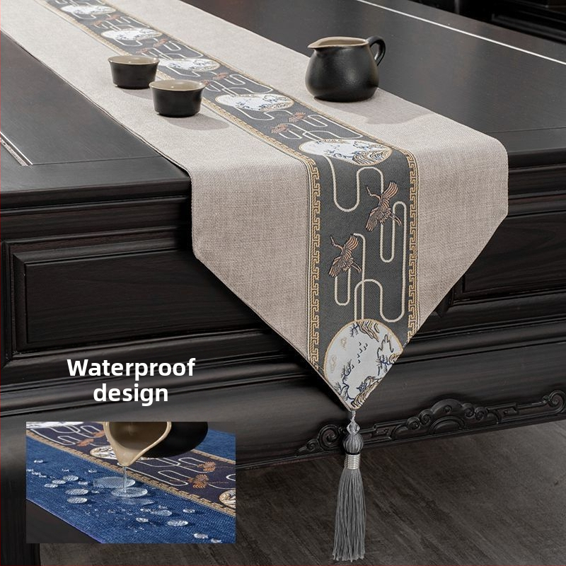 Stolnjak za čajni stol, vodootporan, moderni minimalistički stil, uzorak krajolik i cvijeće