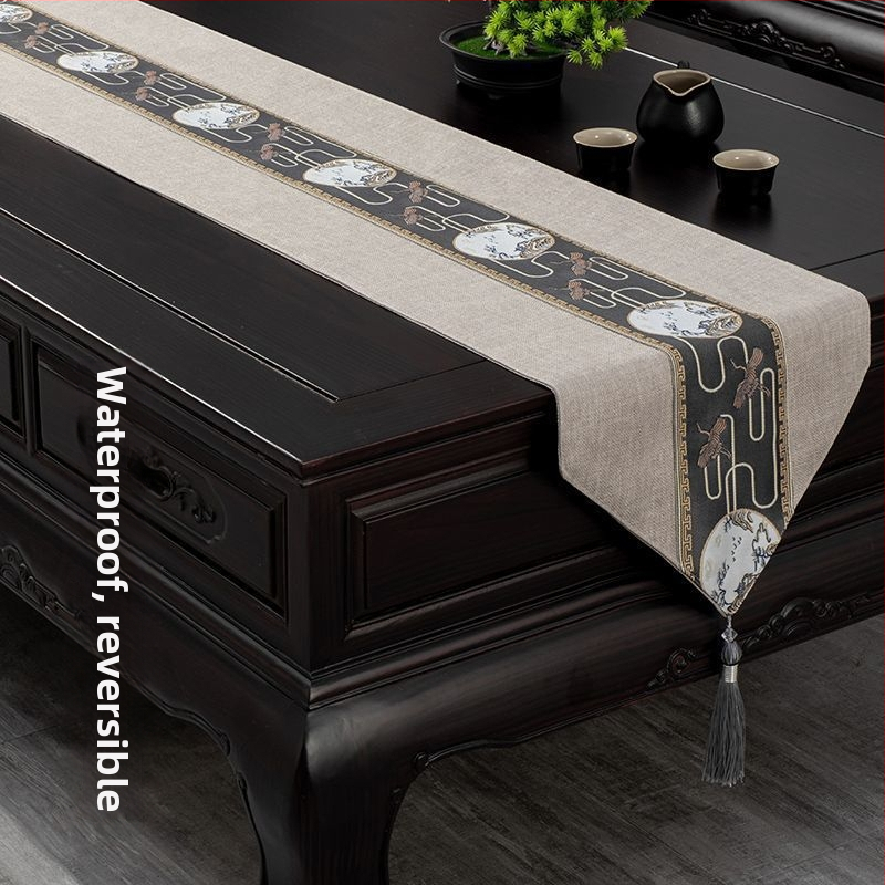 Stolnjak za čajni stol, vodootporan, moderni minimalistički stil, uzorak krajolik i cvijeće