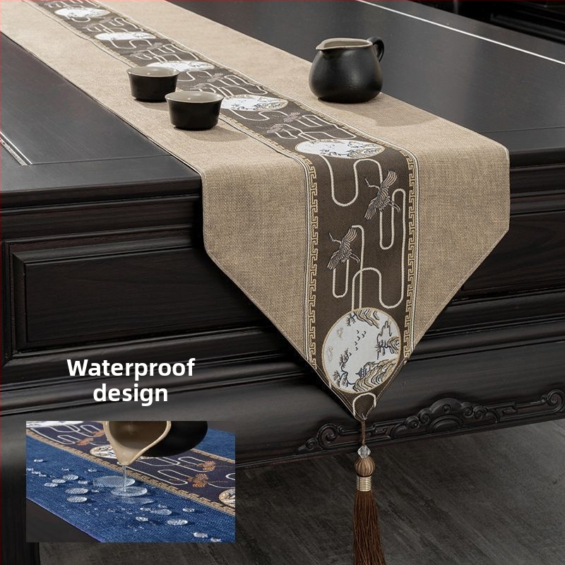 Stolnjak za čajni stol, vodootporan, moderni minimalistički stil, uzorak krajolik i cvijeće