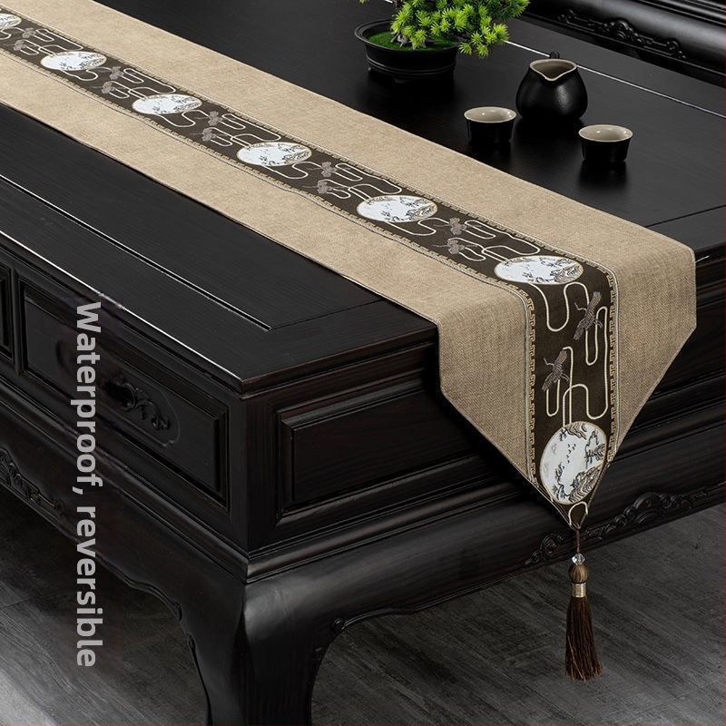 Stolnjak za čajni stol, vodootporan, moderni minimalistički stil, uzorak krajolik i cvijeće