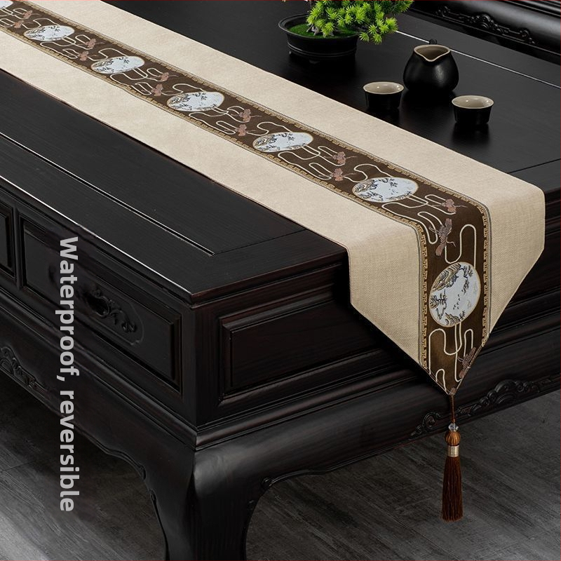 Stolnjak za čajni stol, vodootporan, moderni minimalistički stil, uzorak krajolik i cvijeće