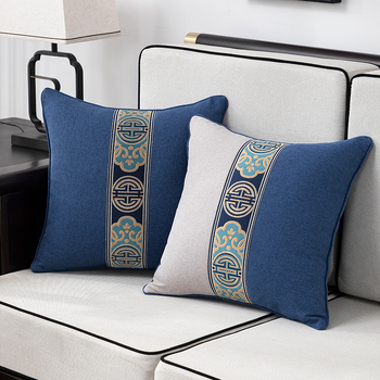 Калъф за възглавница - фин конопен плат, бродиран, китайски класически стил, едноцветен