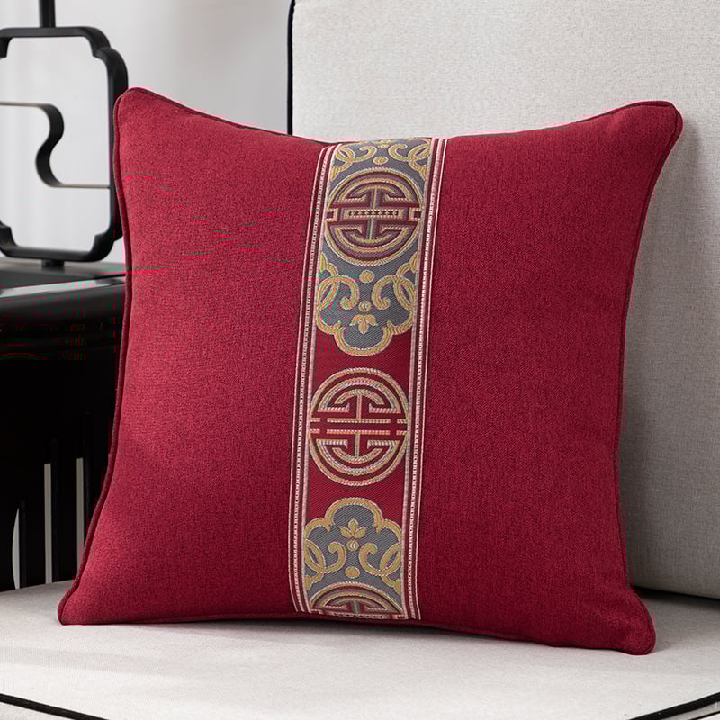 Калъф за възглавница - фин конопен плат, бродиран, китайски класически стил, едноцветен