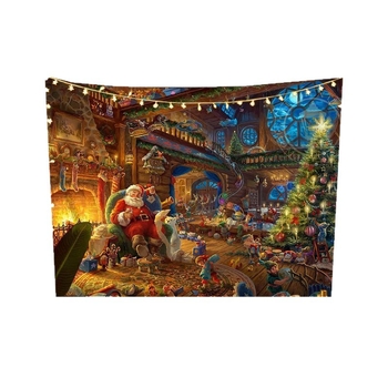 Fali gobelin – Nordic karácsonyi utcai jelenet, plüss anyag, digitális hőátvitel, gépi mosás, alkalmas hálószobába, dolgozószobába, kültéri helyiségekbe