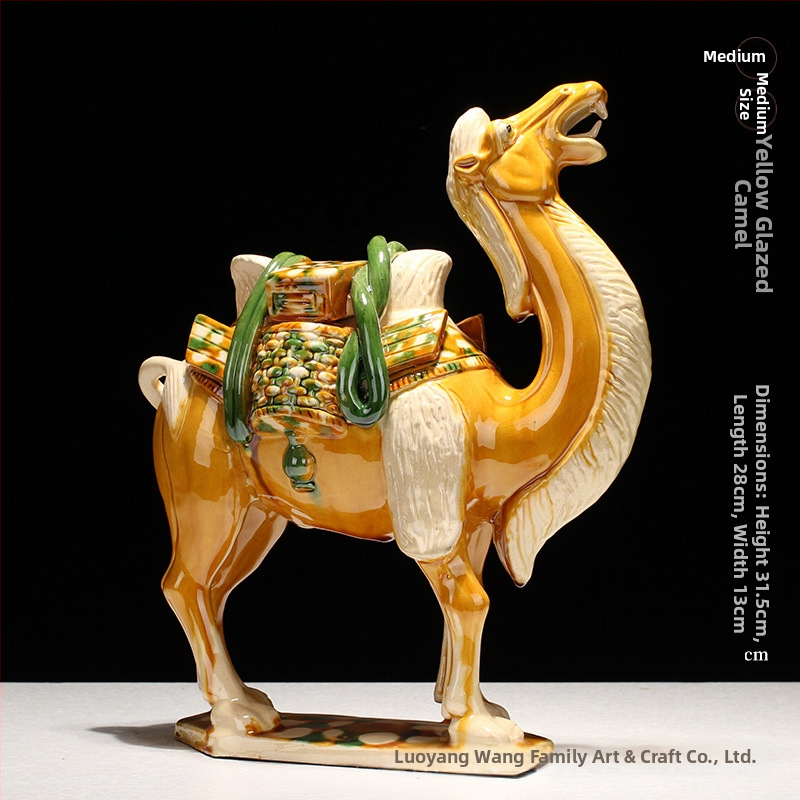 Keraminė arklio figūrėlė, kinietiško stiliaus, interjero dekorui, dovanų dėžutėje