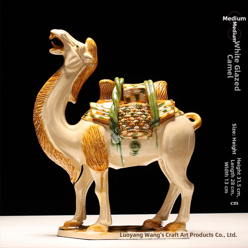 Keraminė arklio figūrėlė, kinietiško stiliaus, interjero dekorui, dovanų dėžutėje