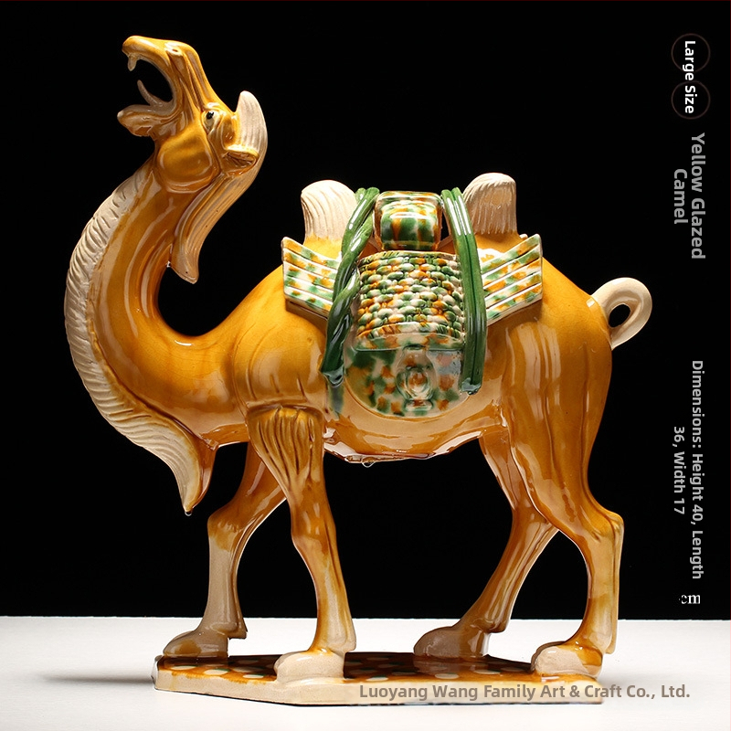 Keraminė arklio figūrėlė, kinietiško stiliaus, interjero dekorui, dovanų dėžutėje