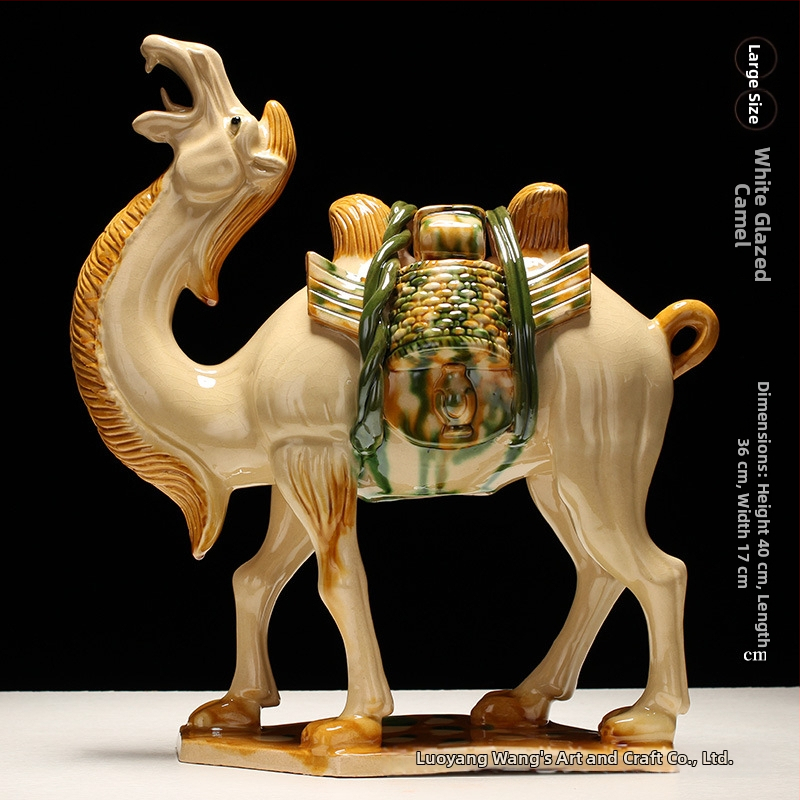 Keraminė arklio figūrėlė, kinietiško stiliaus, interjero dekorui, dovanų dėžutėje