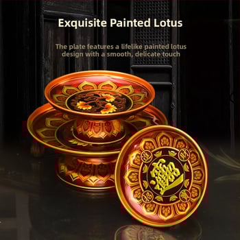 Lydinio vaisių lėkštė namų altarui – Turto dievas, dažyta paviršius, Kinijos stilius