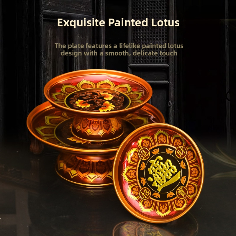 Плодова чиния за домашен олтар, Бог на богатството, сплав, боядисана повърхност, китайски стил