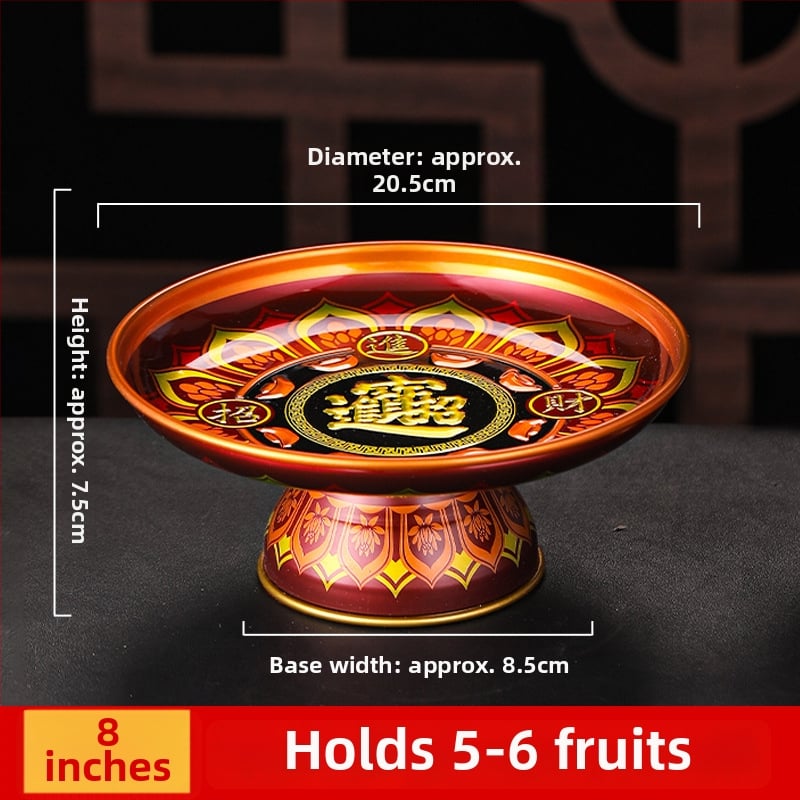 Lydinio vaisių lėkštė namų altarui – Turto dievas, dažyta paviršius, Kinijos stilius