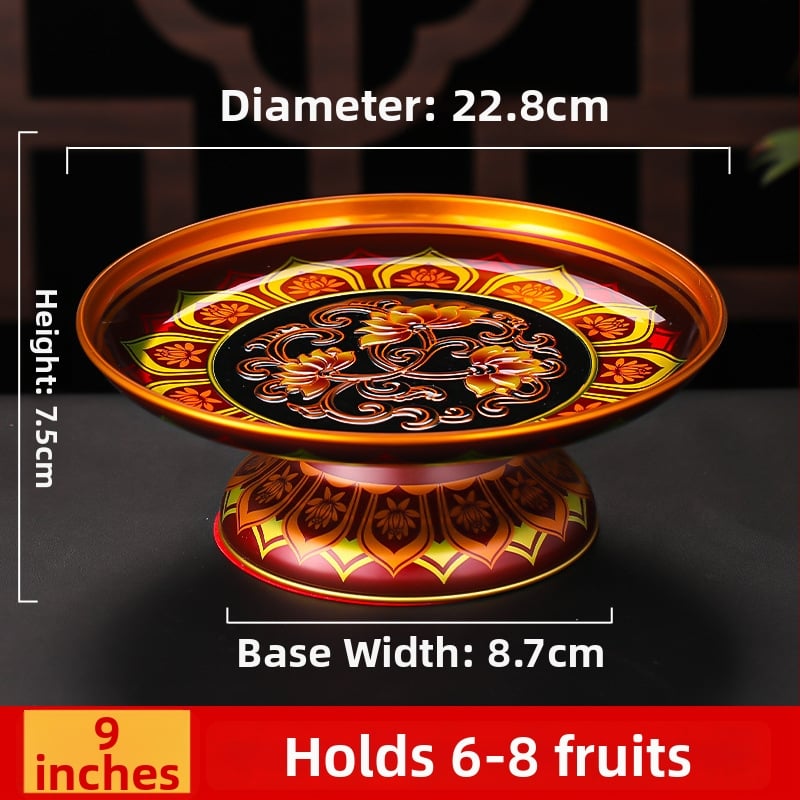 Lydinio vaisių lėkštė namų altarui – Turto dievas, dažyta paviršius, Kinijos stilius