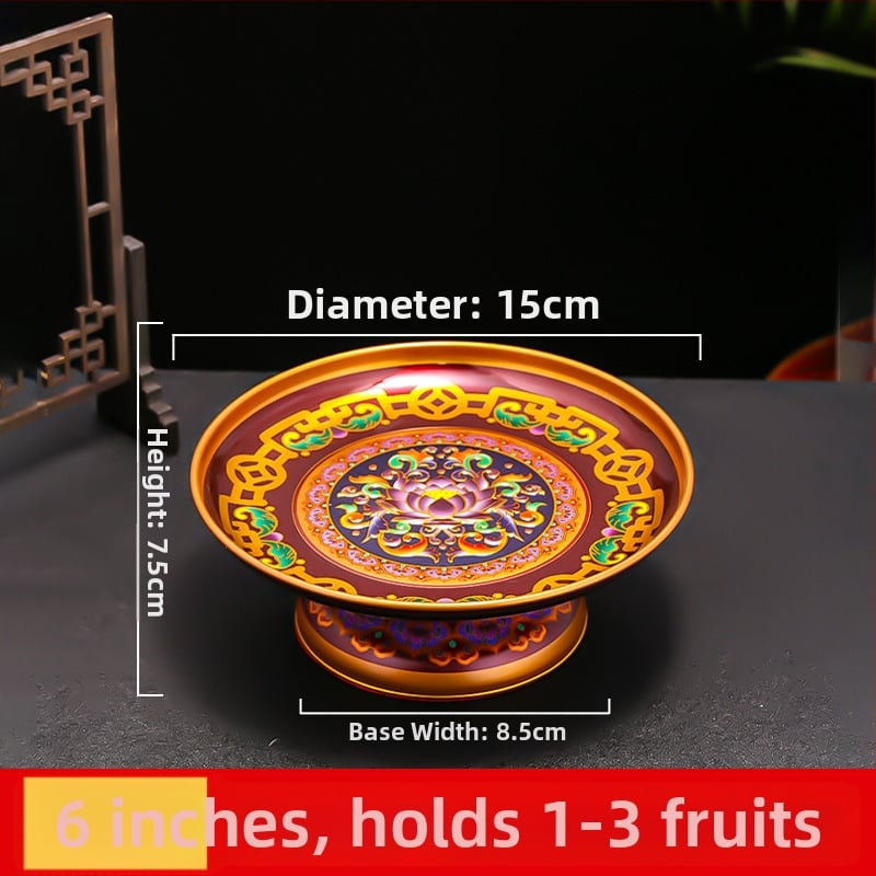 Lydinio vaisių lėkštė namų altarui – Turto dievas, dažyta paviršius, Kinijos stilius
