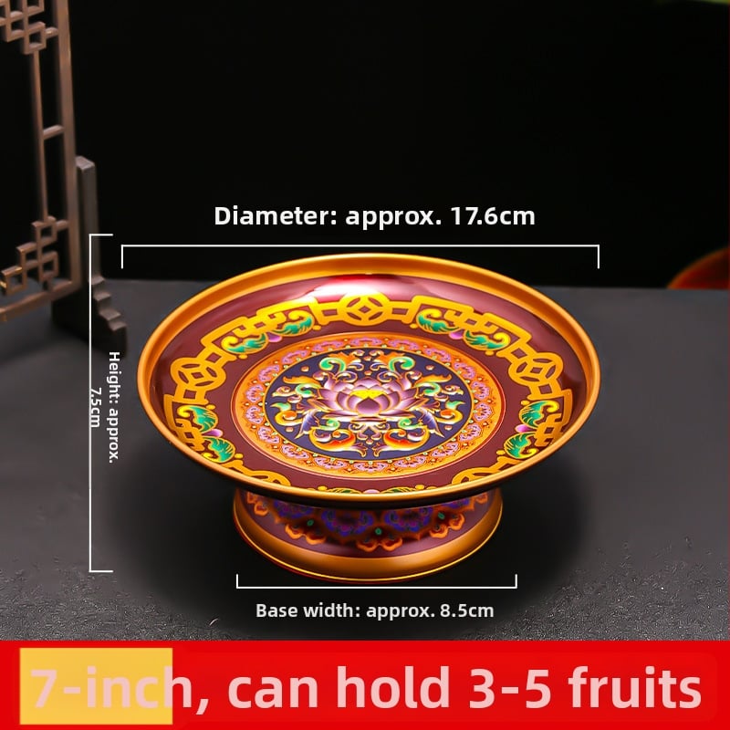 Lydinio vaisių lėkštė namų altarui – Turto dievas, dažyta paviršius, Kinijos stilius