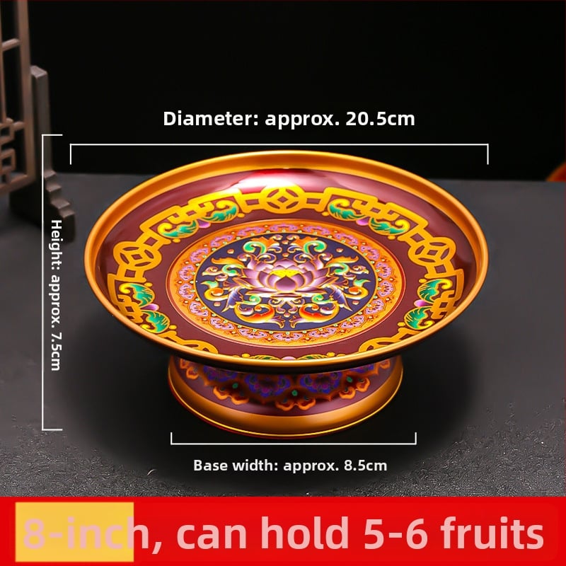 Lydinio vaisių lėkštė namų altarui – Turto dievas, dažyta paviršius, Kinijos stilius
