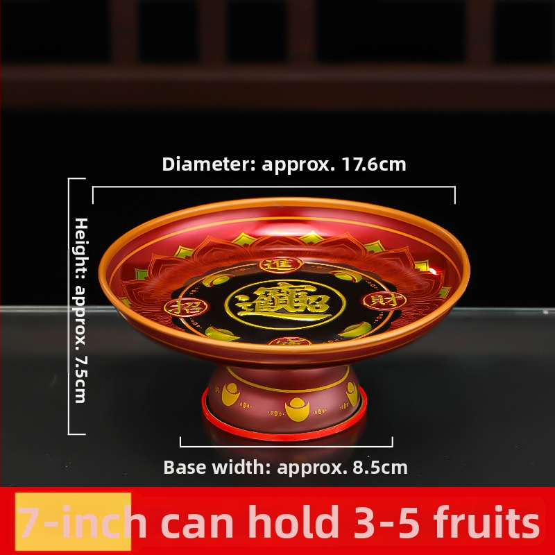 Lydinio vaisių lėkštė namų altarui – Turto dievas, dažyta paviršius, Kinijos stilius