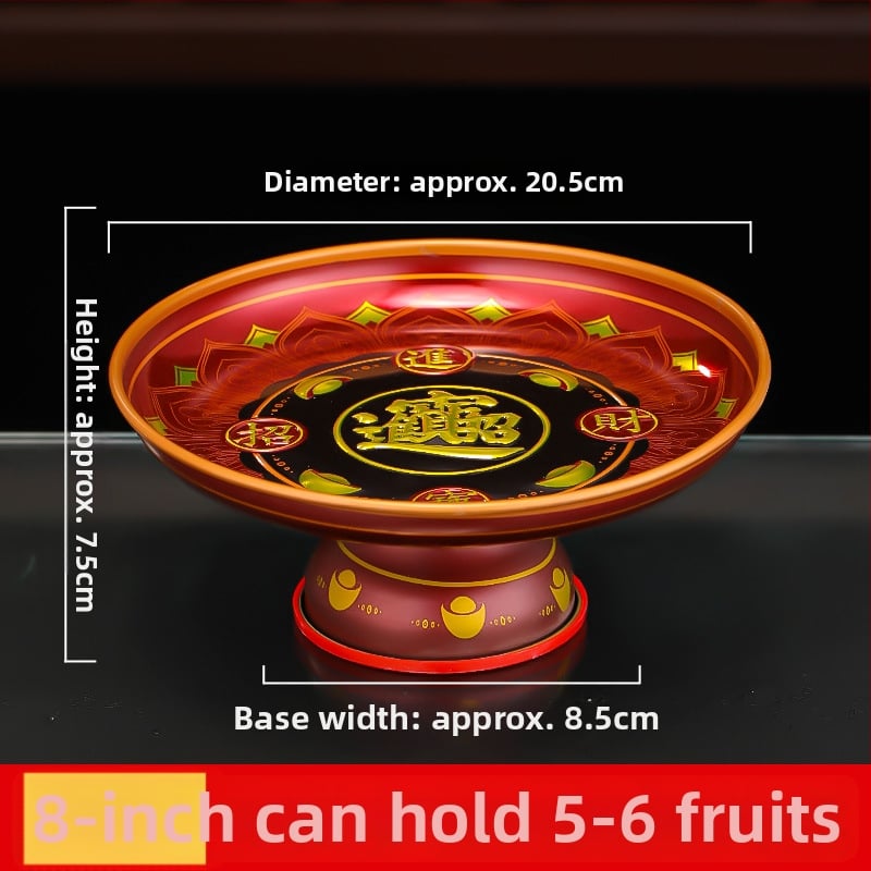 Lydinio vaisių lėkštė namų altarui – Turto dievas, dažyta paviršius, Kinijos stilius