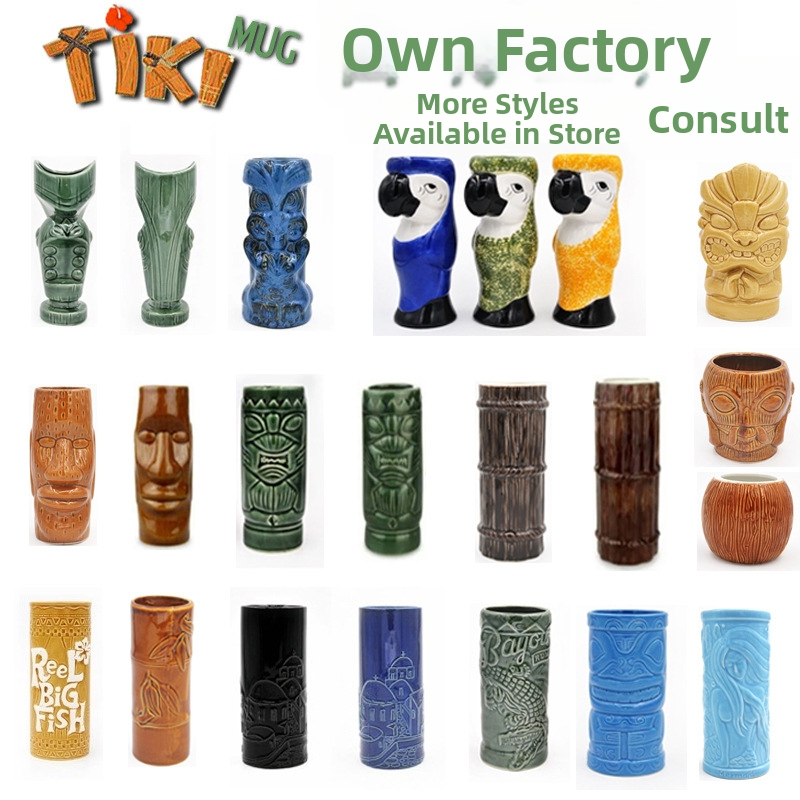 Porcelánový hrnček – Kreatívny dizajn tiki, Karikatúrna tvár zombie, Válcovitý tvar, Vysokotepelná odolnosť