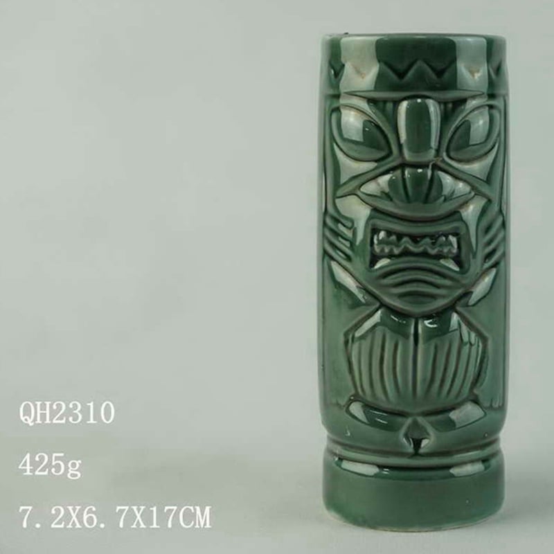 Portselanist kruus – Loominguline Tiki kujundus, Karikatuur zombie nägu, Silindriline kuju, Kõrge temperatuuri vastupidavus