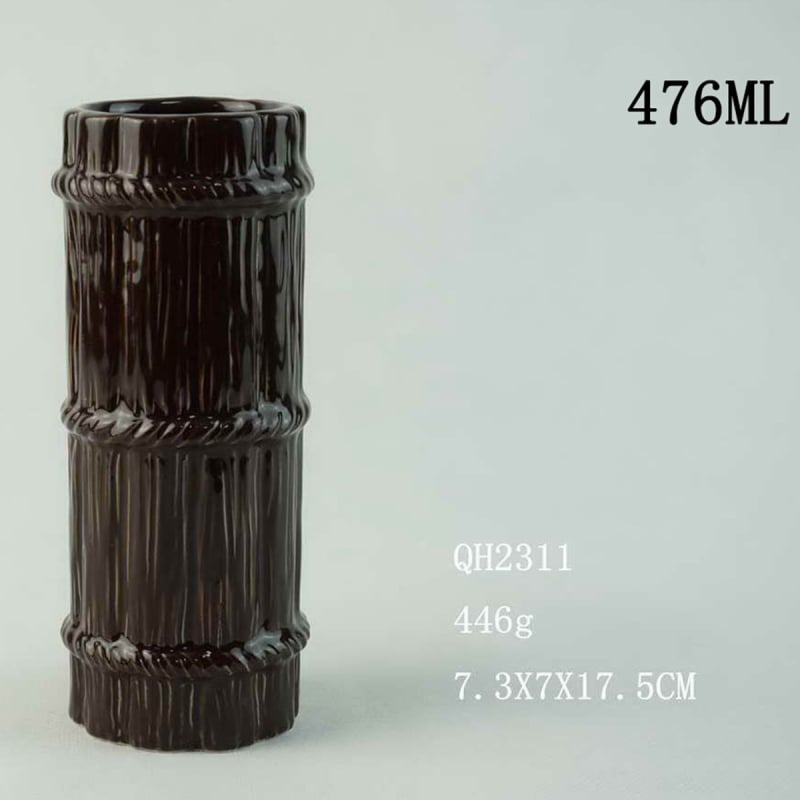 Portselanist kruus – Loominguline Tiki kujundus, Karikatuur zombie nägu, Silindriline kuju, Kõrge temperatuuri vastupidavus