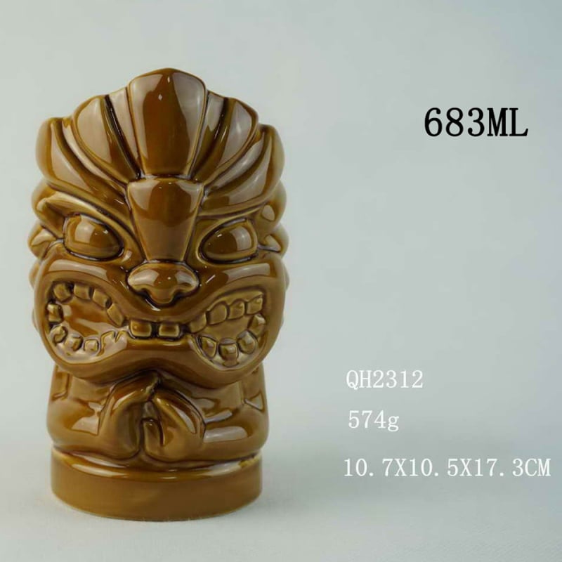 Portselanist kruus – Loominguline Tiki kujundus, Karikatuur zombie nägu, Silindriline kuju, Kõrge temperatuuri vastupidavus