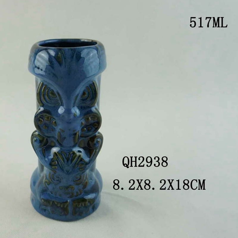 Portselanist kruus – Loominguline Tiki kujundus, Karikatuur zombie nägu, Silindriline kuju, Kõrge temperatuuri vastupidavus