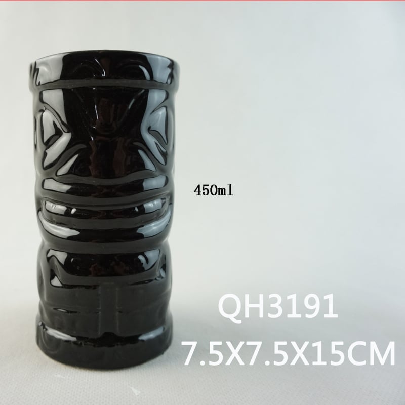 Portselanist kruus – Loominguline Tiki kujundus, Karikatuur zombie nägu, Silindriline kuju, Kõrge temperatuuri vastupidavus