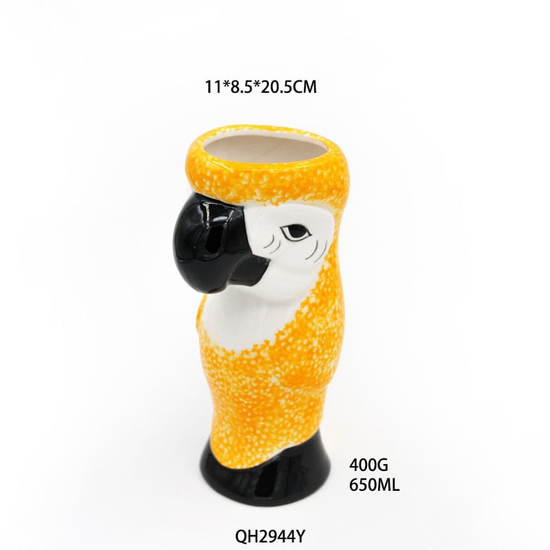 Portselanist kruus – Loominguline Tiki kujundus, Karikatuur zombie nägu, Silindriline kuju, Kõrge temperatuuri vastupidavus