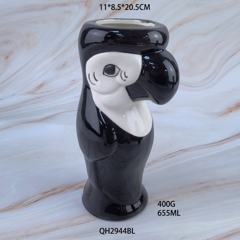 Portselanist kruus – Loominguline Tiki kujundus, Karikatuur zombie nägu, Silindriline kuju, Kõrge temperatuuri vastupidavus