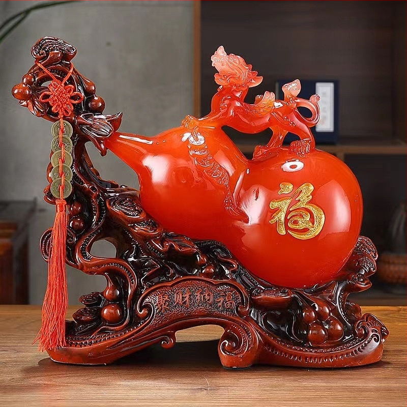 Pixiu Feng Shui dekoras su moliūgo motyvu - derva, rankų darbas, Korėjinis stilius (Prekės kodas: 8686)