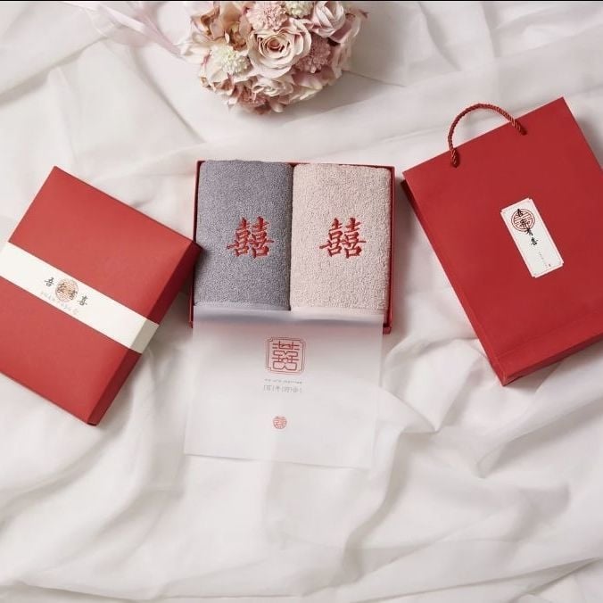 Santuokos rankšluosčių komplektas – medvilnė, 100D siūlai, paprastas audimas, rankšluostis/veido rankšluostis