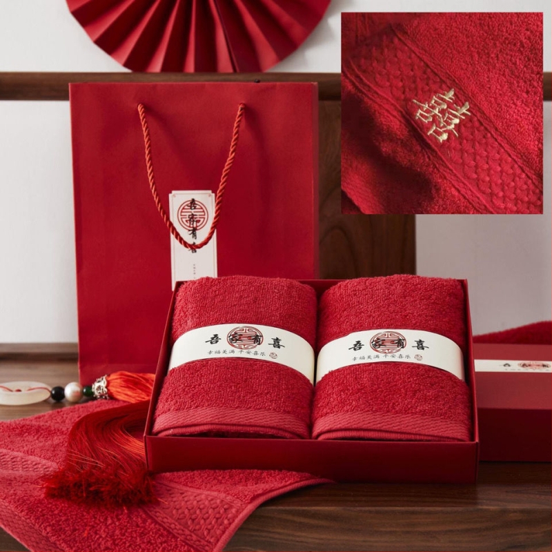 Santuokos rankšluosčių komplektas – medvilnė, 100D siūlai, paprastas audimas, rankšluostis/veido rankšluostis