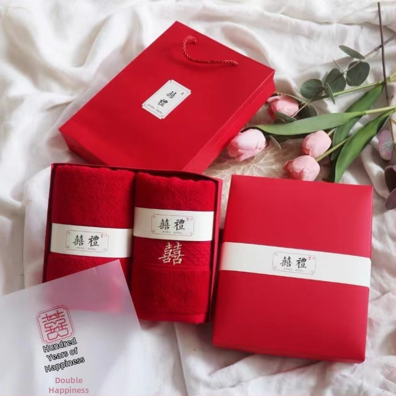 Santuokos rankšluosčių komplektas – medvilnė, 100D siūlai, paprastas audimas, rankšluostis/veido rankšluostis