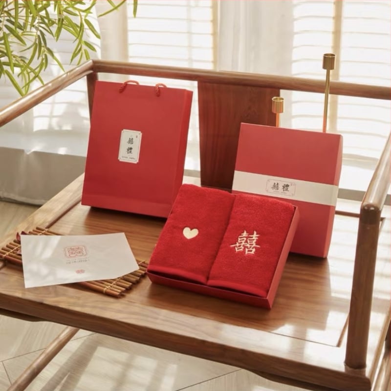 Santuokos rankšluosčių komplektas – medvilnė, 100D siūlai, paprastas audimas, rankšluostis/veido rankšluostis