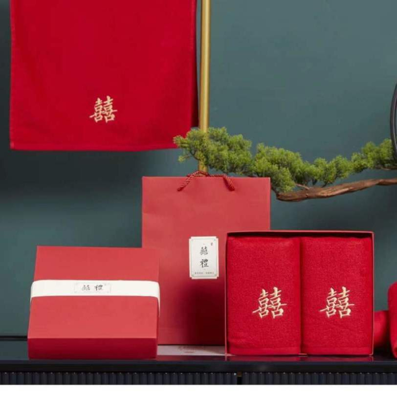 Santuokos rankšluosčių komplektas – medvilnė, 100D siūlai, paprastas audimas, rankšluostis/veido rankšluostis