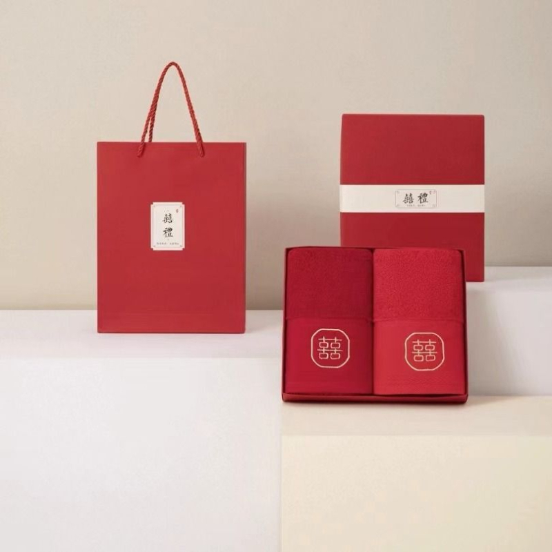 Santuokos rankšluosčių komplektas – medvilnė, 100D siūlai, paprastas audimas, rankšluostis/veido rankšluostis