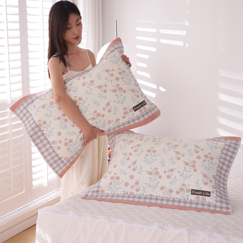 Aukšto tankio 100% medvilninės gaze pagalvės užvalkalai, pora, skirtos vienai pagalvei, sugeria prakaitą ir kvėpuoja, vasarai studentų bendrabutyje