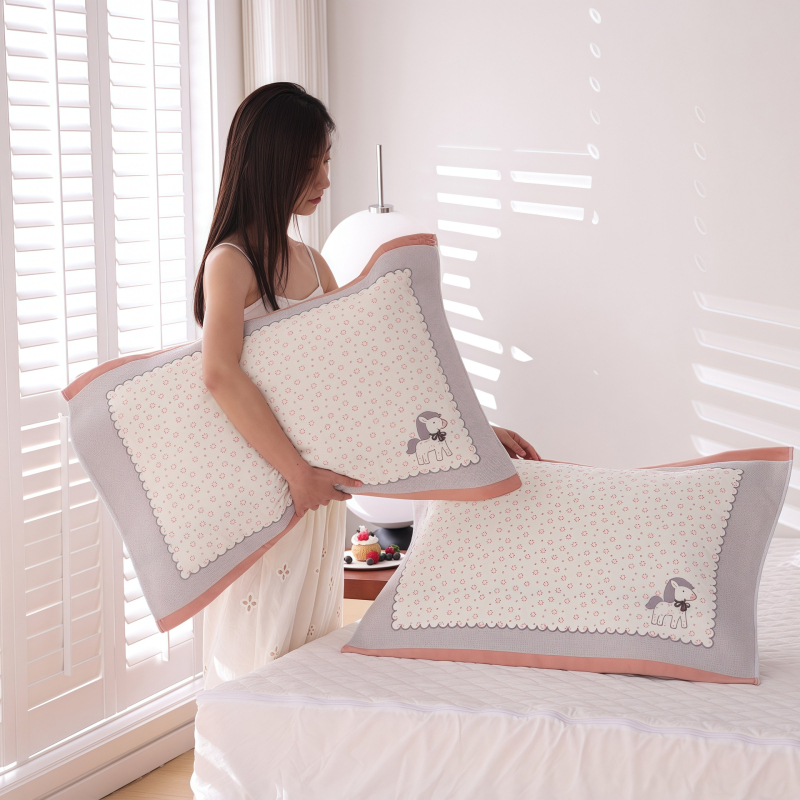 Aukšto tankio 100% medvilninės gaze pagalvės užvalkalai, pora, skirtos vienai pagalvei, sugeria prakaitą ir kvėpuoja, vasarai studentų bendrabutyje