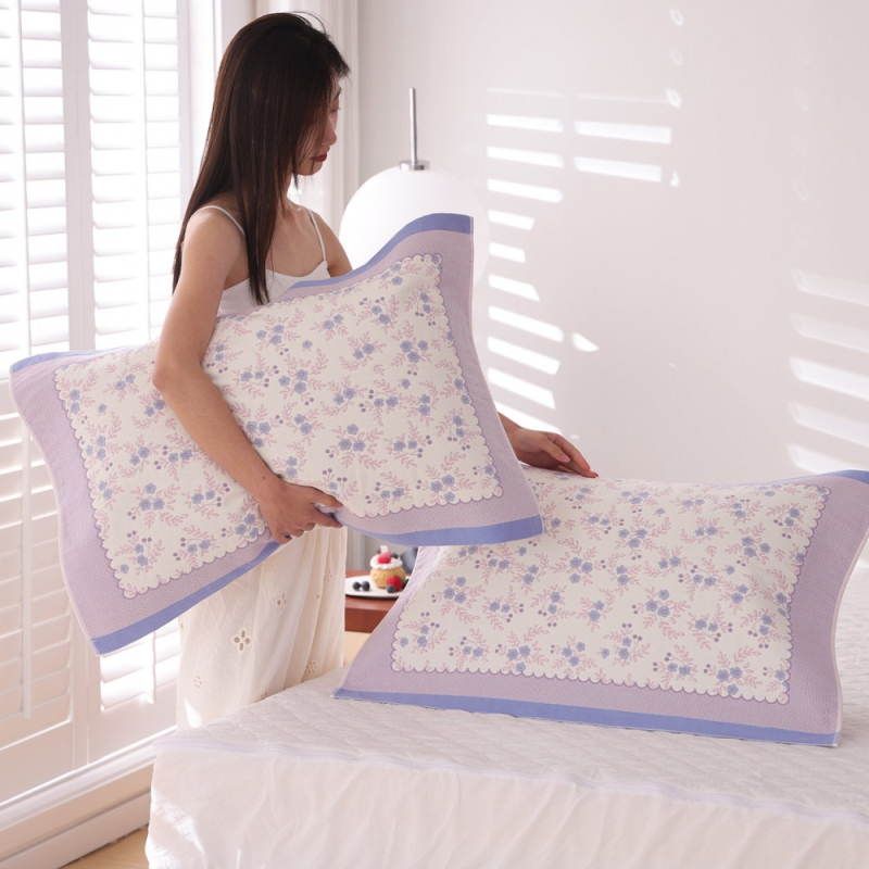 Aukšto tankio 100% medvilninės gaze pagalvės užvalkalai, pora, skirtos vienai pagalvei, sugeria prakaitą ir kvėpuoja, vasarai studentų bendrabutyje