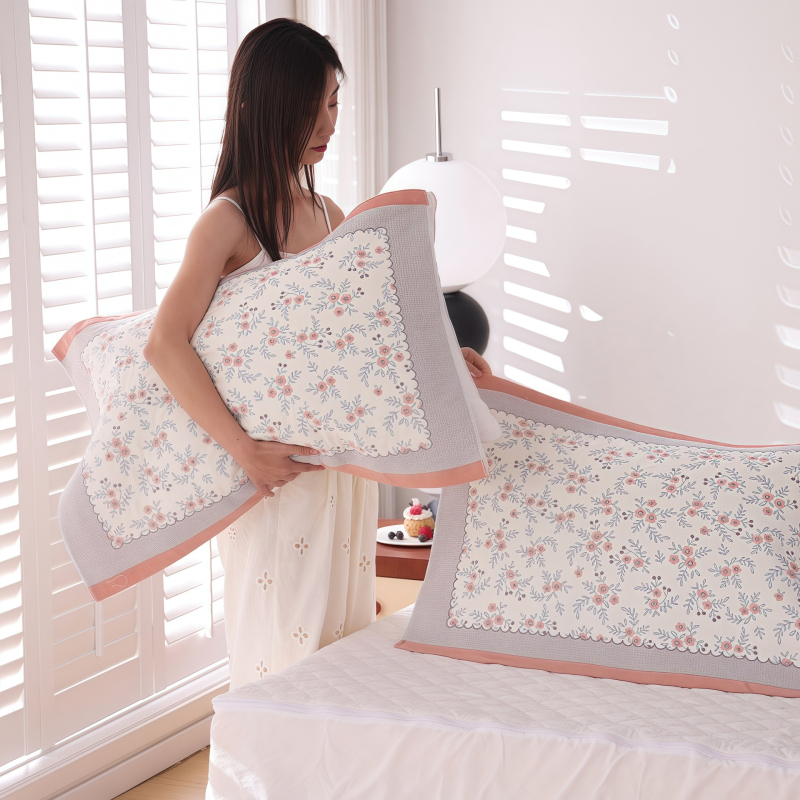 Aukšto tankio 100% medvilninės gaze pagalvės užvalkalai, pora, skirtos vienai pagalvei, sugeria prakaitą ir kvėpuoja, vasarai studentų bendrabutyje