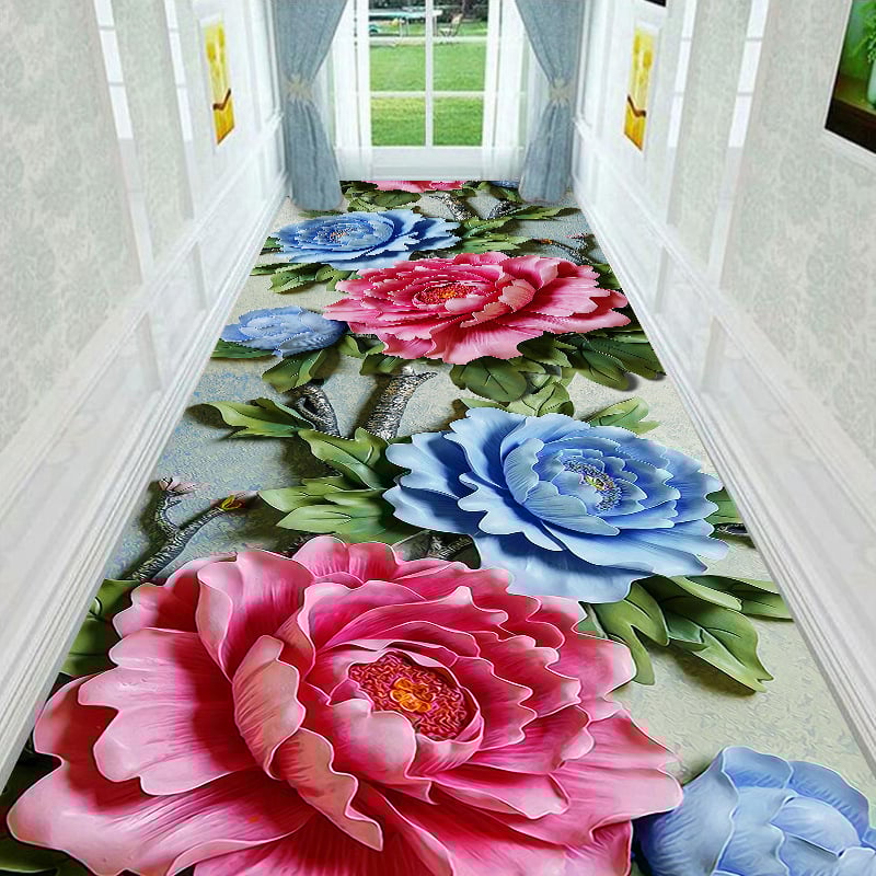 3D килим за под · полиестерни влакна; печат; квадратна форма; дизайн: цветя; машинно пране (Материал: полиестер; Изработка: печат; Форма: квадратна; Дизайн: цветя; Пране: машинно)