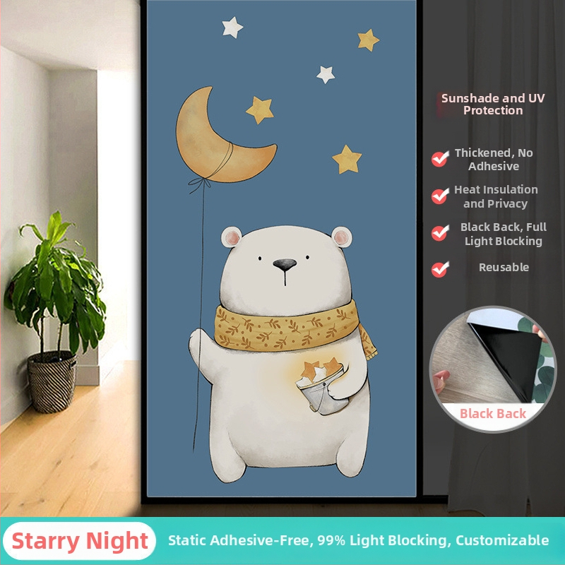 Vonios kambario stiklo plėvelė su visišku užtamsinimu ir privatumo apsauga, matinė išvaizda, PVC medžiaga, elektrostatinis prisirišimas, paprastas ir modernus stilius, animacijos motyvas, tinkama vonios kambariui