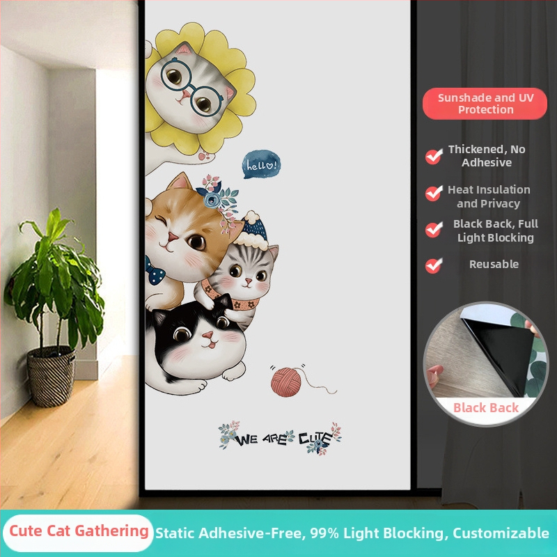 Vonios kambario stiklo plėvelė su visišku užtamsinimu ir privatumo apsauga, matinė išvaizda, PVC medžiaga, elektrostatinis prisirišimas, paprastas ir modernus stilius, animacijos motyvas, tinkama vonios kambariui