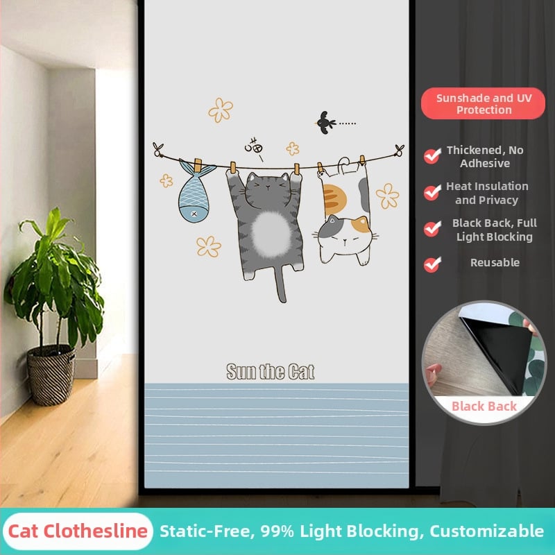 Vonios kambario stiklo plėvelė su visišku užtamsinimu ir privatumo apsauga, matinė išvaizda, PVC medžiaga, elektrostatinis prisirišimas, paprastas ir modernus stilius, animacijos motyvas, tinkama vonios kambariui