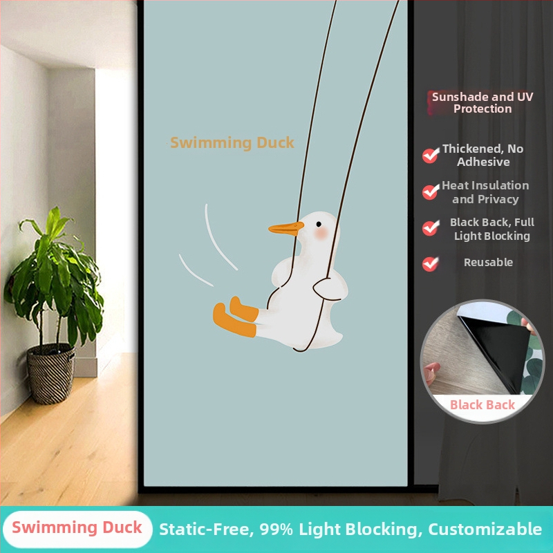 Vonios kambario stiklo plėvelė su visišku užtamsinimu ir privatumo apsauga, matinė išvaizda, PVC medžiaga, elektrostatinis prisirišimas, paprastas ir modernus stilius, animacijos motyvas, tinkama vonios kambariui