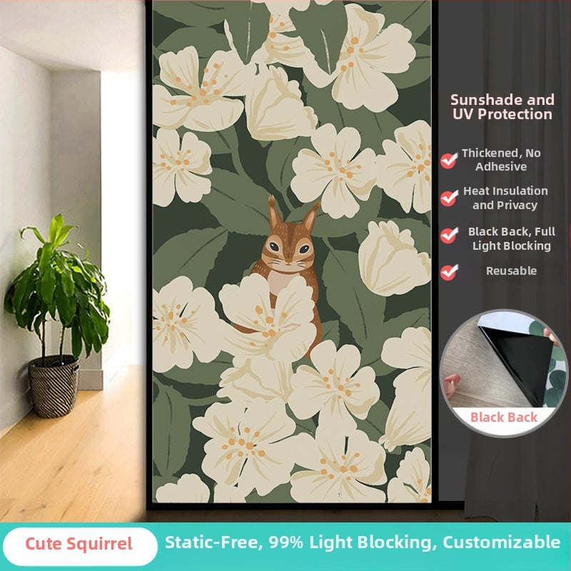 Vonios kambario stiklo plėvelė su visišku užtamsinimu ir privatumo apsauga, matinė išvaizda, PVC medžiaga, elektrostatinis prisirišimas, paprastas ir modernus stilius, animacijos motyvas, tinkama vonios kambariui