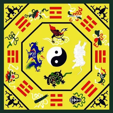 Taoistički meditacijski prostir s Yin Yang, Tai Chi Bagua motivom lotosa